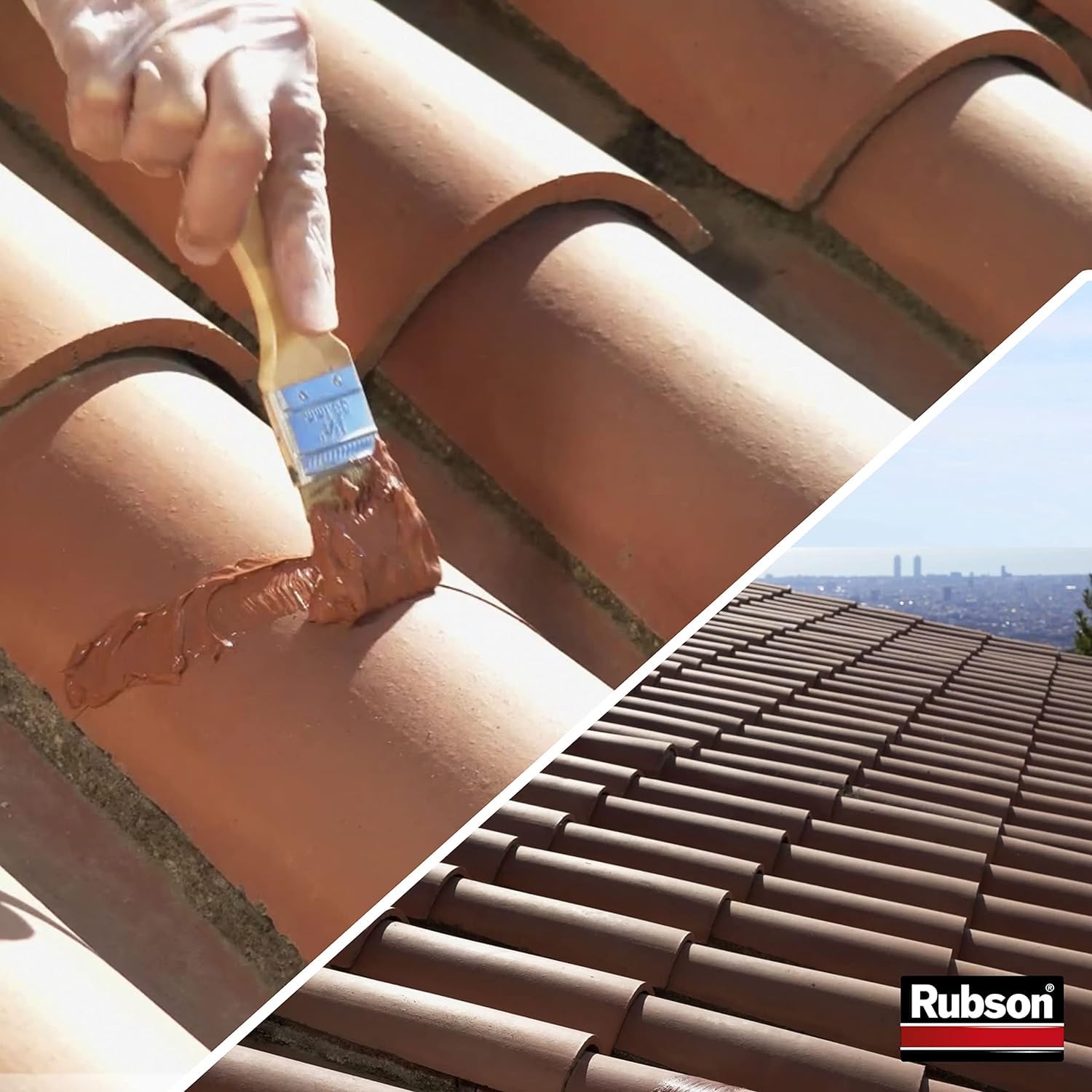 Rubson Aquablock Silicone Liquido SL3000, Facile e Sicuro da Usare, per Impermeabilizzazione e Riparazione di Tetti e Coperture Piani e Inclinati, Guaine, Fioriere, Terracotta, Secchio 5kg