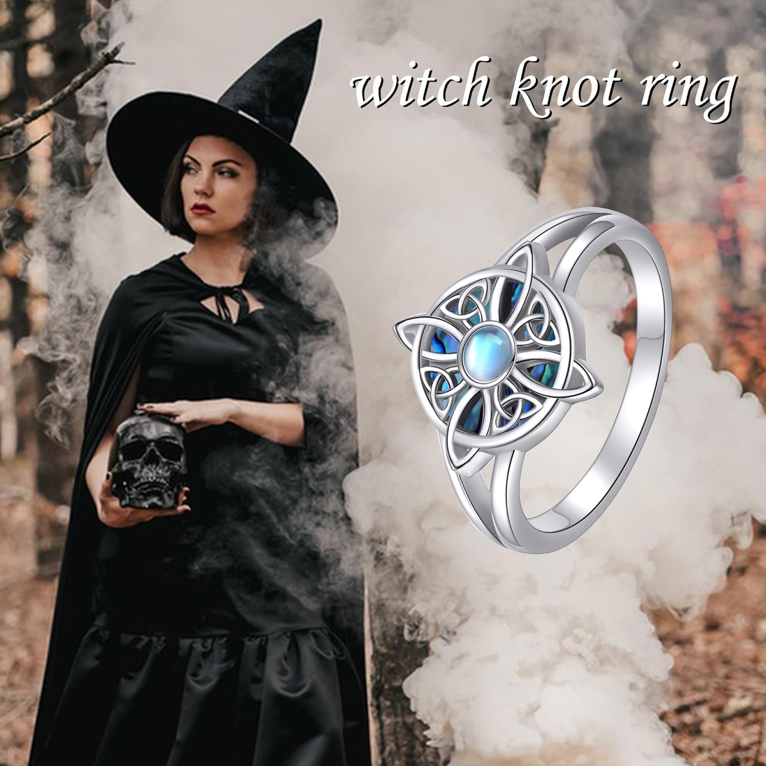 YAFEINI Witches Knot Rings 925 Sterling Silver Witch's Magical Knot Rings Abalone Shell Jewelry Jewelry Gifts for Women - Image 5