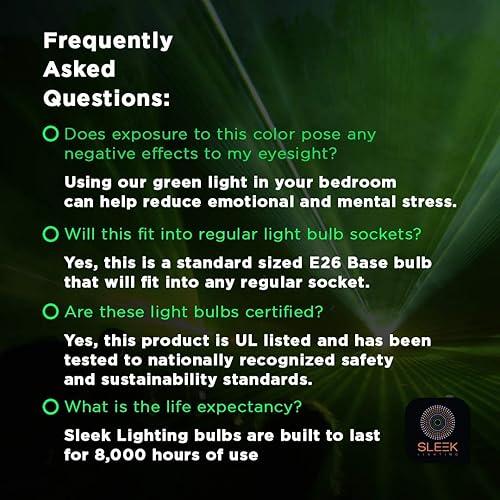 Miniatura 4 de SLEEKLIGHTING Bombilla CFL en espiral verde de 13 W, aprobada por UL, bombillas verdes CFL de uso general, 120 voltios, base mediana E26 (paquete de