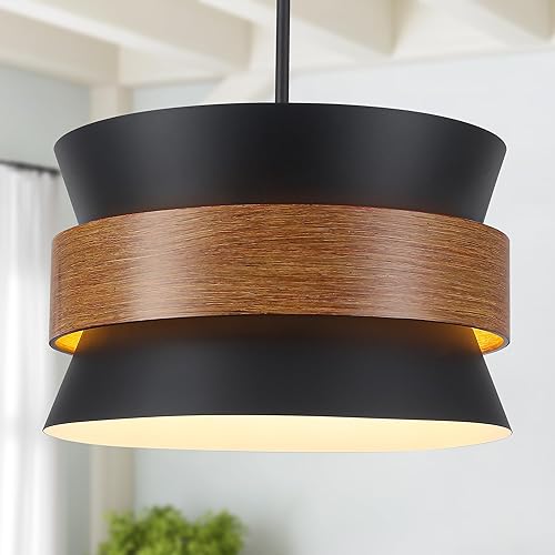 Candelabro de granja grande de 5 luces, lámpara industrial vintage negra, lámpara colgante rústica redonda costera, ajustable para comedor, sala de