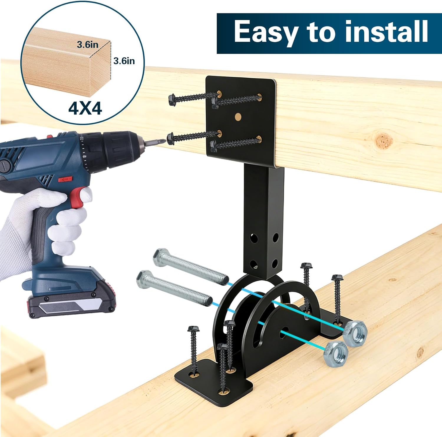 3pcs Roof Riser Brackets Kit, Heavy Duty Adjustable Patio Roof Brackets Kit Easy to Install, Pergola Roof Brackets for for 4x4/4x6 Lumber