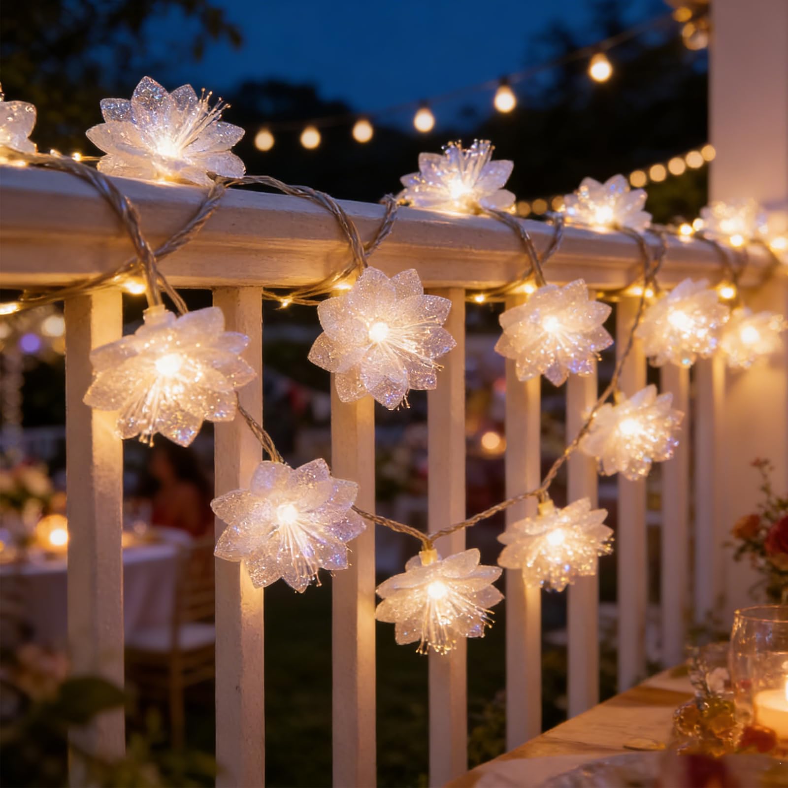 DiiWmme 2M 10LED Battery Operated Flower Fairy String Lights,Flower Blossom Fairy Lights for Bedroom Home Decoration, Spring Decor, Valentine's Birthday Christmas Indoor Outdoor Decor (Warm White)