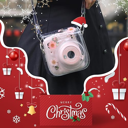 Miniatura 7 de WOGOZAN Funda protectora para cámara instantánea Fujifilm Mini 121198 con correa transparente para el hombro (flor real, rosa) (sin cámara)