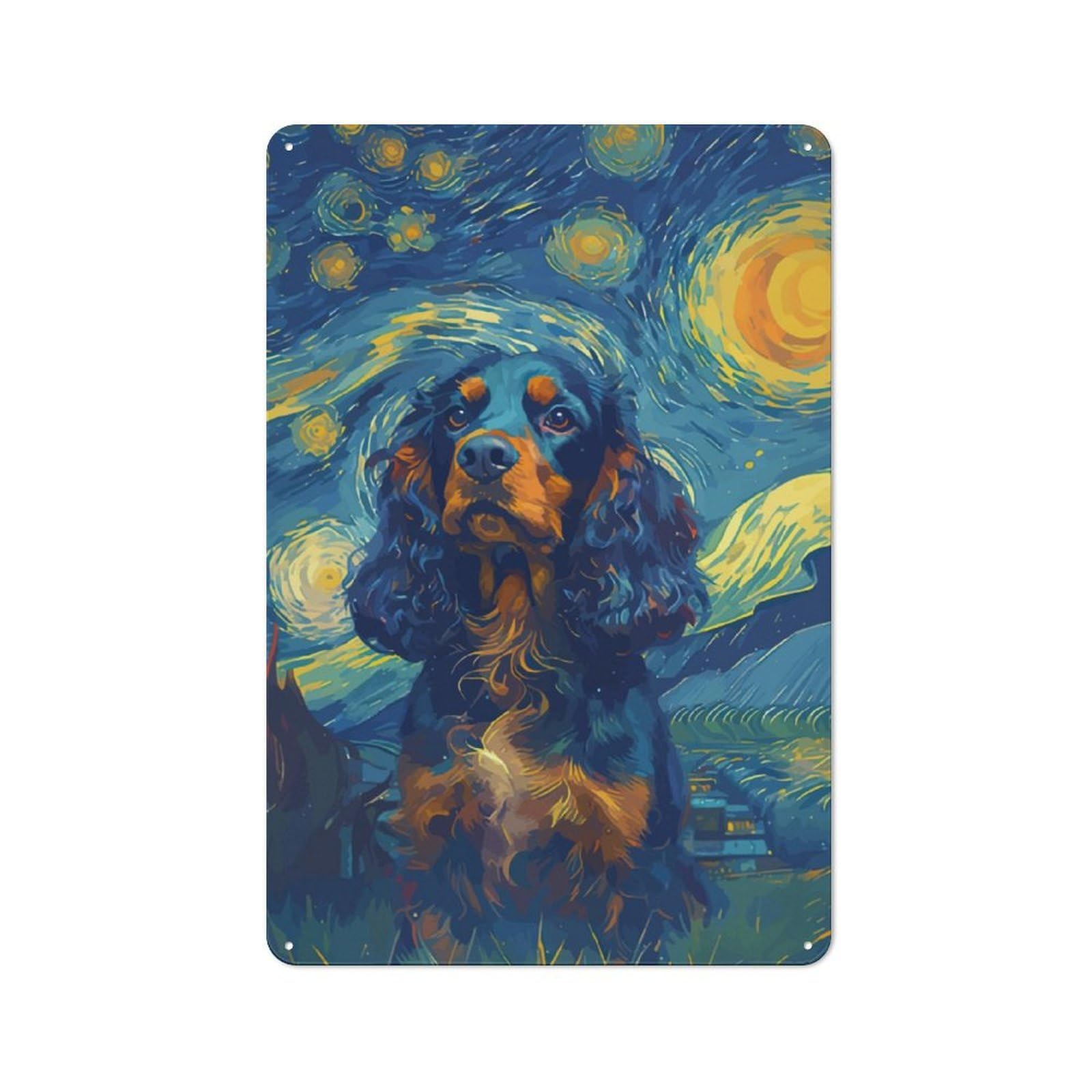 Junmoney Starrynight Cocker Spaniel Shed Metal Sign With Design 30X20cm, Vintage Porch Wall Decor For Patio Bar, Workshop, Shed Or Kitchen