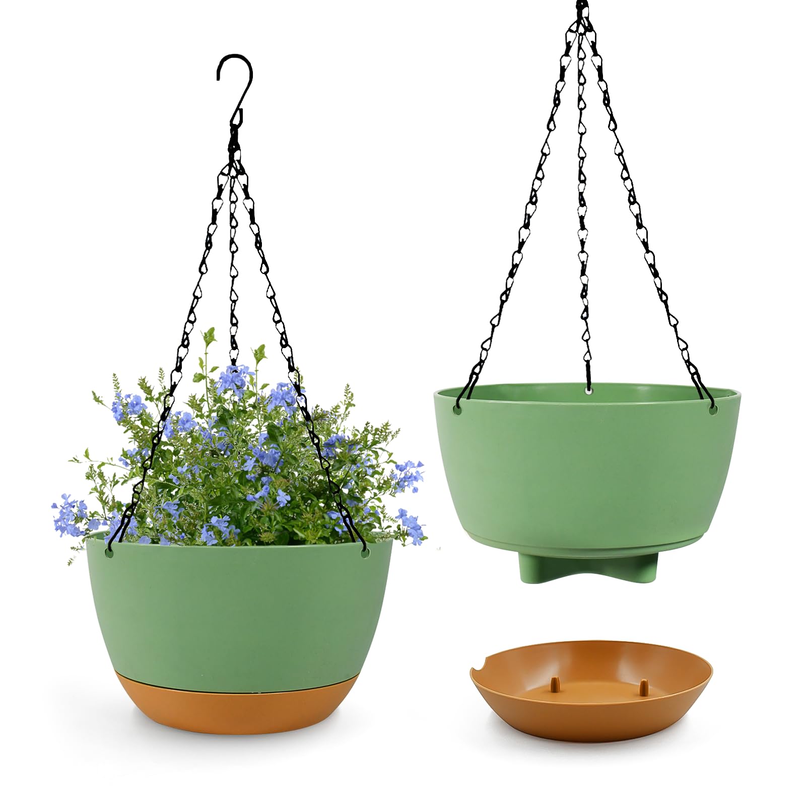 Panier à suspendre ronds en noix de coco de 21 cm pour plantes de porche en lot de 2