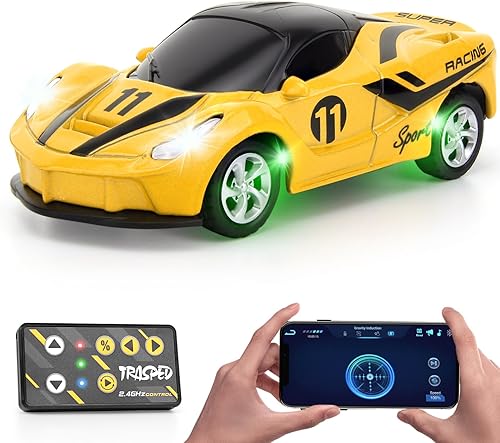 SASBSC 164 Mini auto a control remoto de juguete para niños de 4 a 7 años, 8 a 12 años, 2.4 GHz con aplicación pequeña y autos de control remoto con