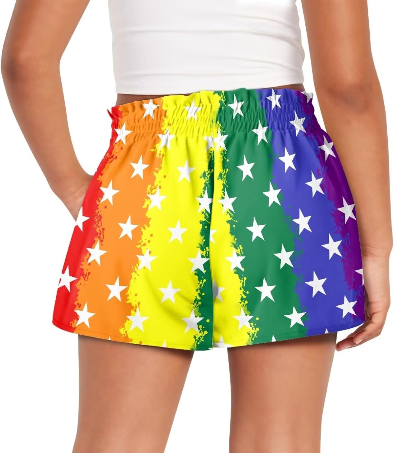 Girls Shorts,Girls Elastic Waist Butterfly Short with Pockets Quick Drying Biker Yoga Gymnastics Shorts for 5-16Y