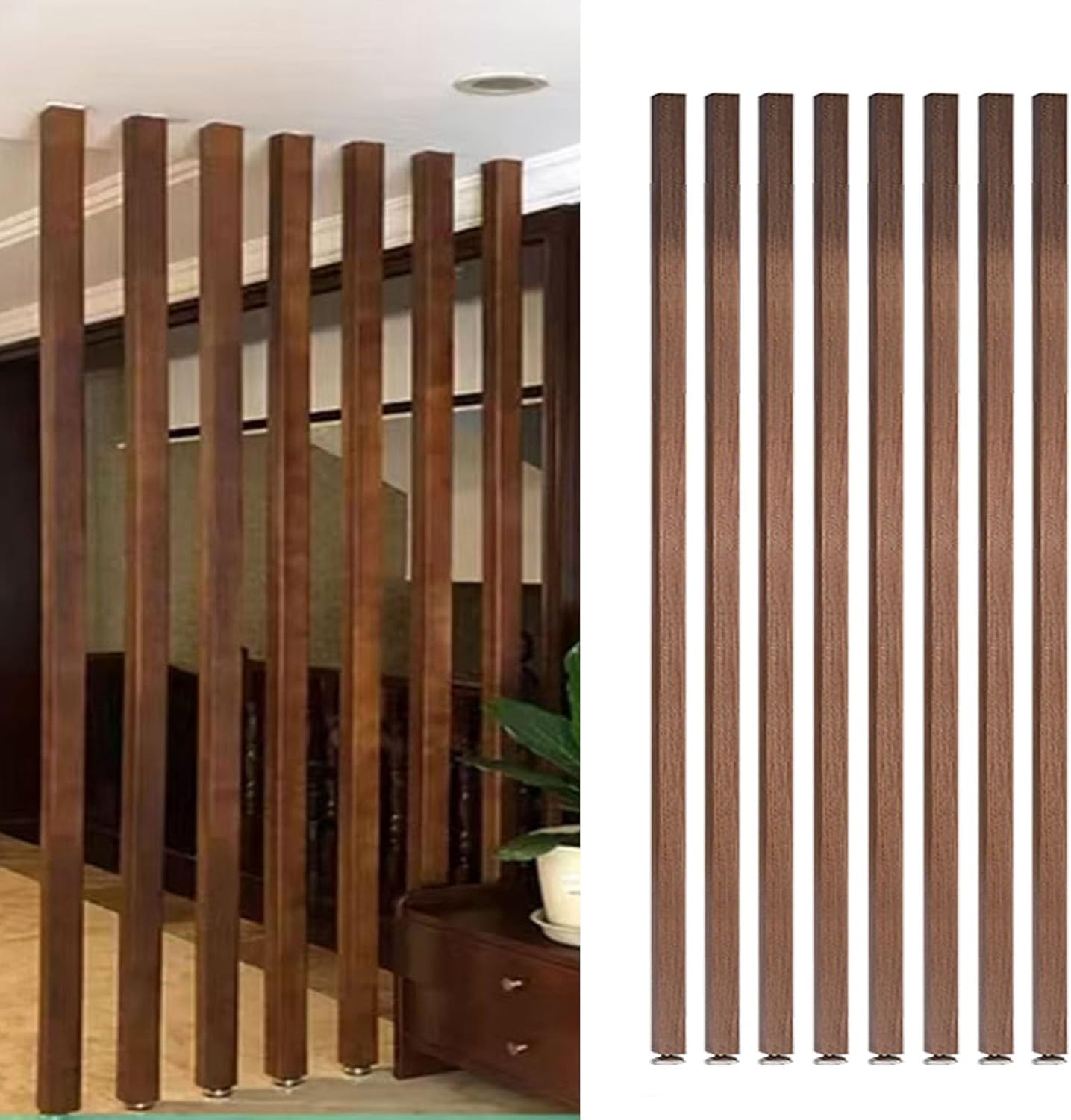 Walnut Wood Slat Room Divider