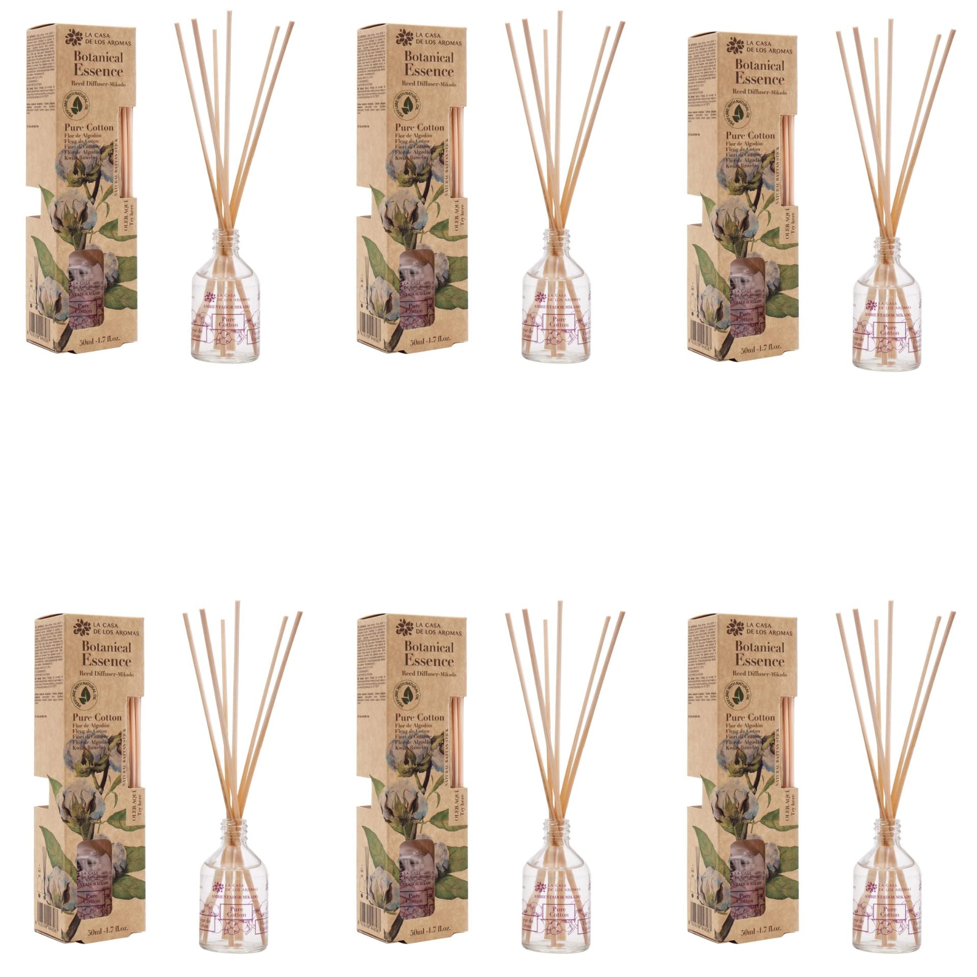 BricoLoco.com. Mikado dyfuzor 50ml czysty zapach bawełny. Bardziej wygodne i bezpieczne niż świece. Odświeżacz powietrza w domu, pokój. Czystość kwiat bawełny (6)