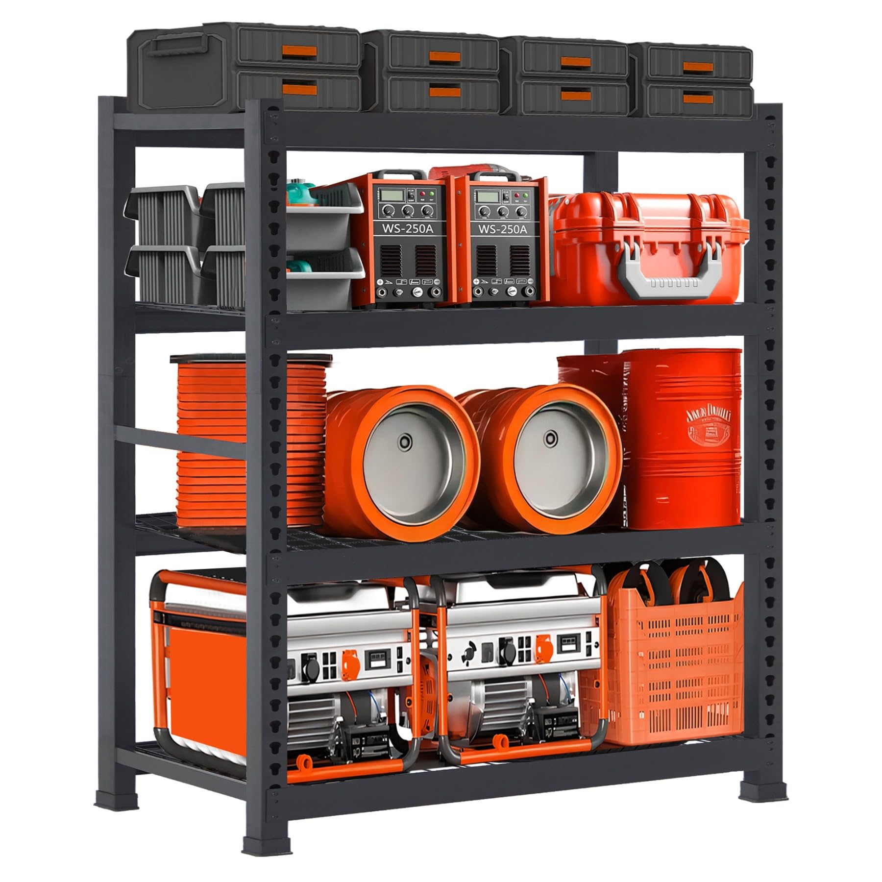 WAREYEASY Garage Shelving Unit 2000LBS Storage Shelves Heavy Duty Shelving 4 Tier Adjustable Metal Shelves, Utility Rack Shelf for Basement, Pantry,