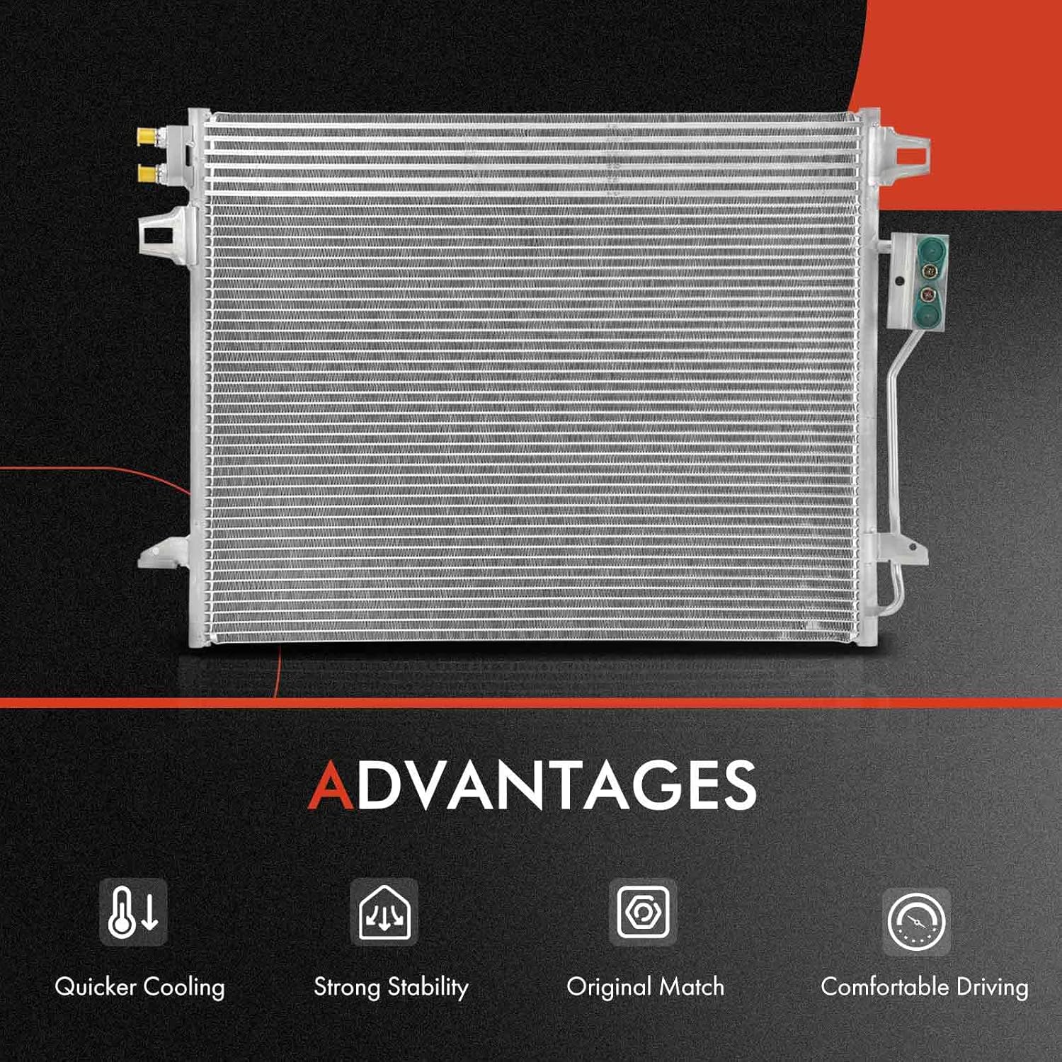 A-Premium Aluminum Radiator & AC Condenser Cooling Kit Compatible with Dodge Grand Caravan 2008-2020 & Chrysler Town & Country 2008-2016 & Ram C/V 2012-2015 & Volkswagen Routan 2009-2014, 2-PC Set