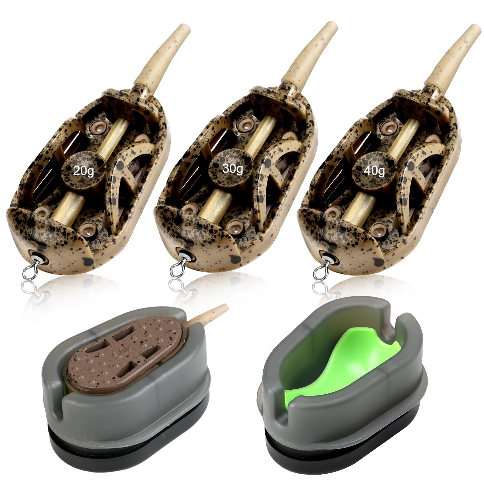 Method Feeders Fishing Carp with Weights 20g 30g 40g 3Pcs,Quick Release Mould Method Feeder Inline Feeders Fishing Tackle Accessories for Carp Pellet Bait Feeder Saltwater