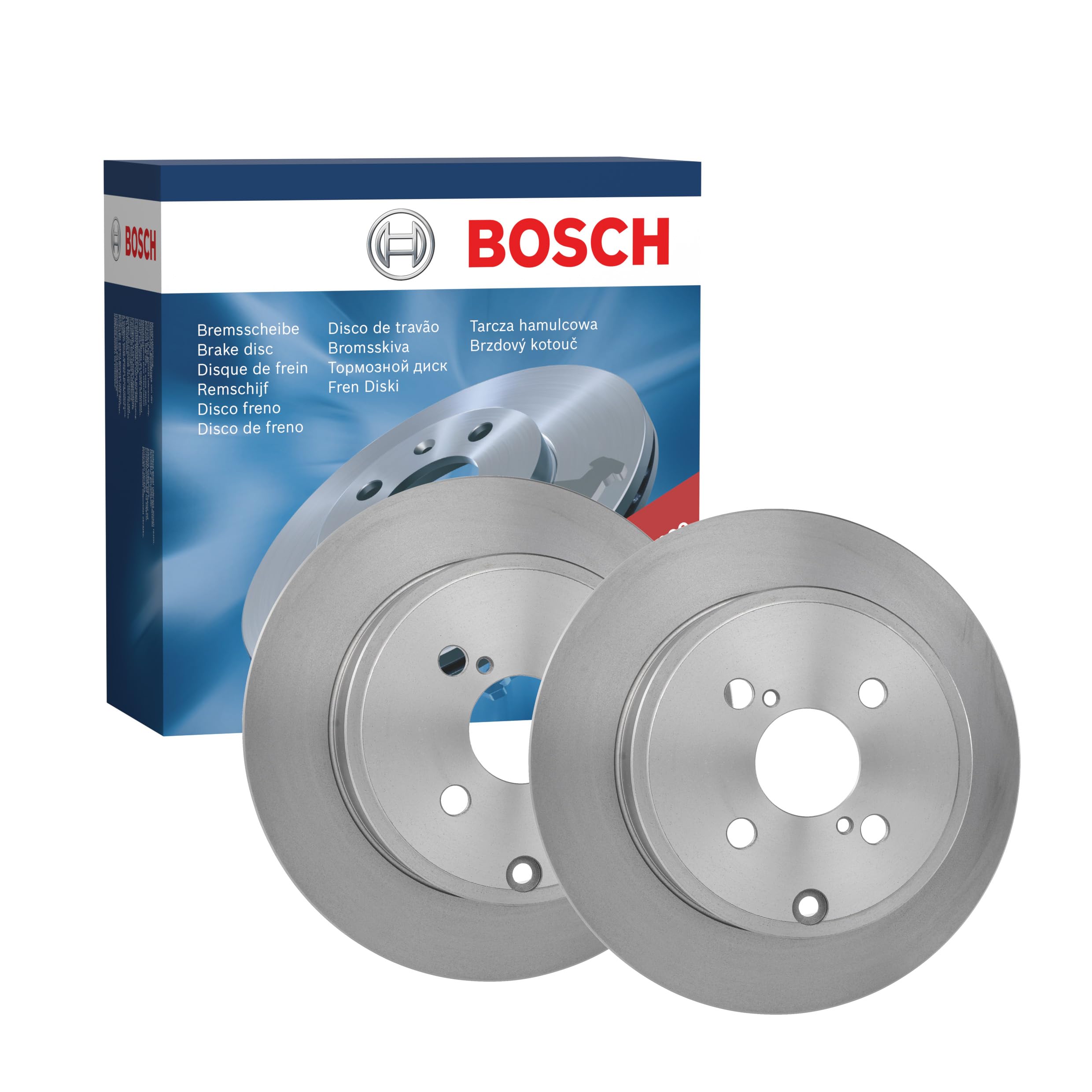 Juego de 2 Discos de Freno Bosch BD985 - Discos Macizos de 279 mm - Eje Trasero - Certificación ECE-R90 - Frenado fiable, Rendimiento Estable, Protección Anticorrosión - 1 Juego de 2 Discos
