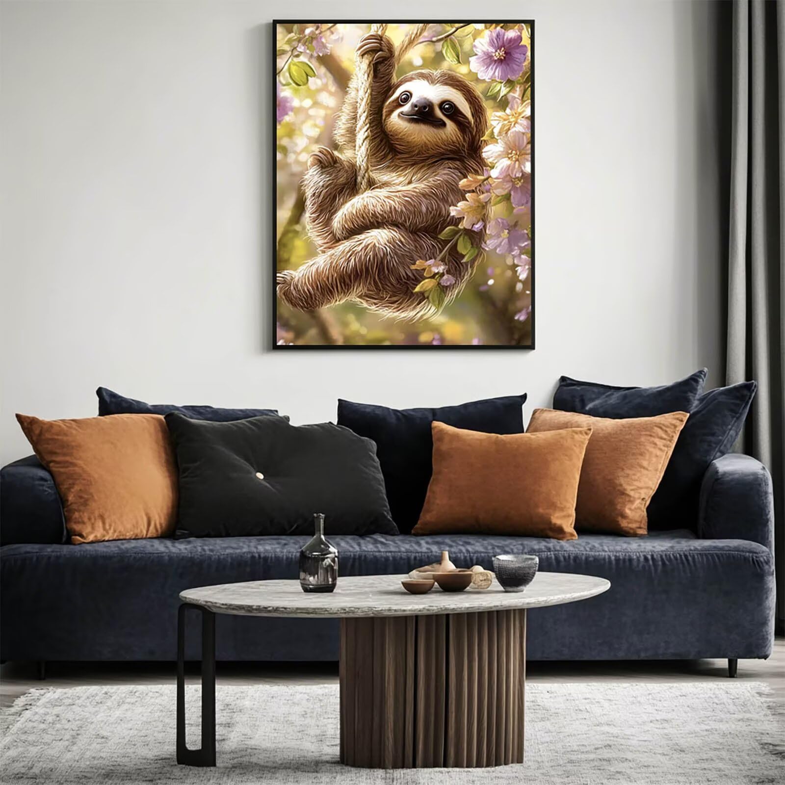 Malowanie po numerach, dla dorosłych, leniwiec, malowanie po numerach, zestawy kwiatowe, hobby dla dorosłych i kobiet, artykuły plastyczne, 137 x 102 cm, sztuka ścienna, kolorowe płótno do malowania