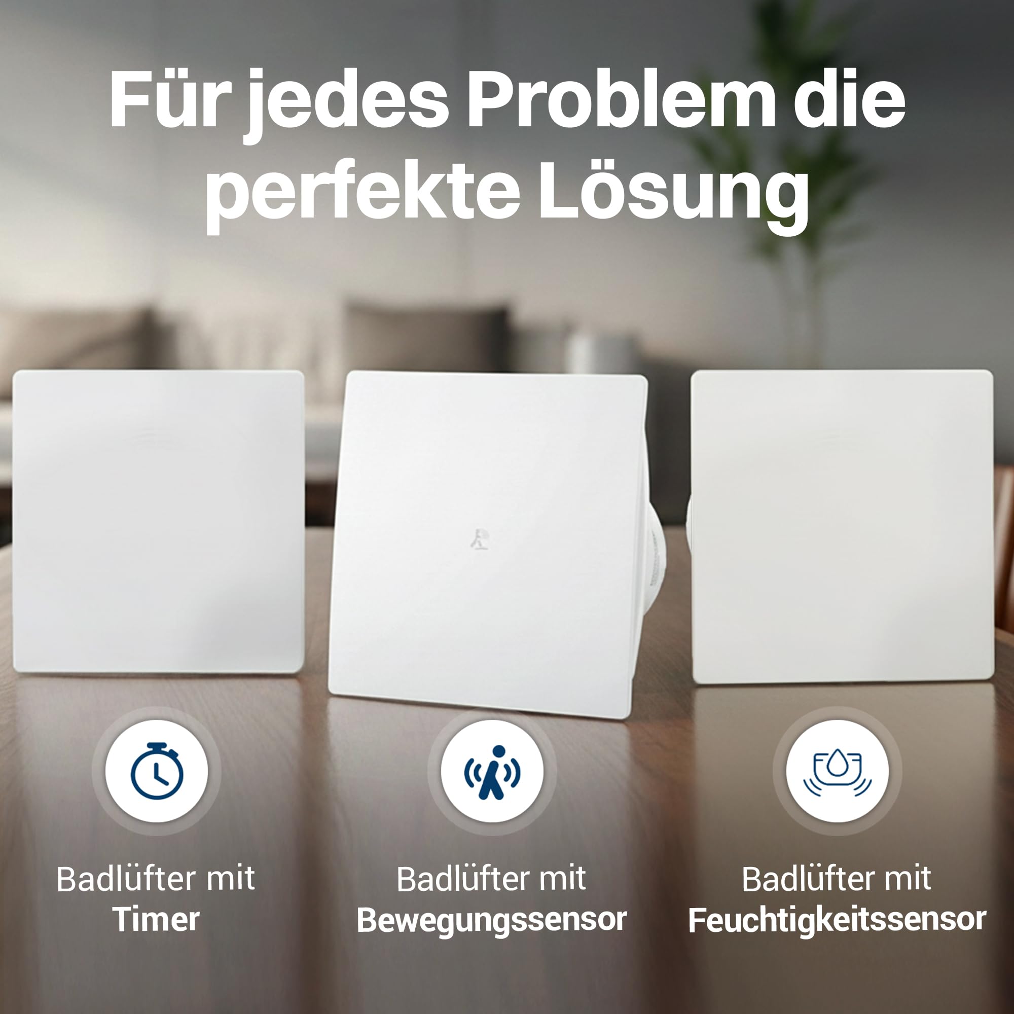 Intratec PUROVENT PRO Badlüfter mit Feuchtigkeitssensor – IPX4 Lüfter 100mm 98m³/h 37dB 230V Bad Badezimmer für einfache Wand- & Deckenmonatge – 160 x 98 x 98mm