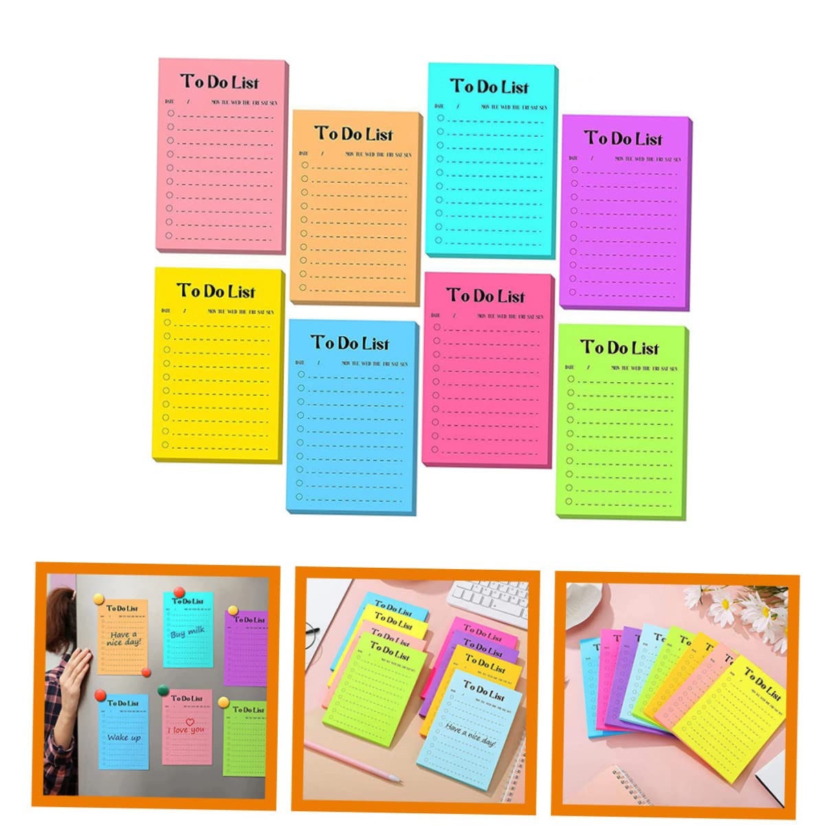 Note Sticker in Carta Fluorescente, 16 Libri, 1 Libro 50 Fogli