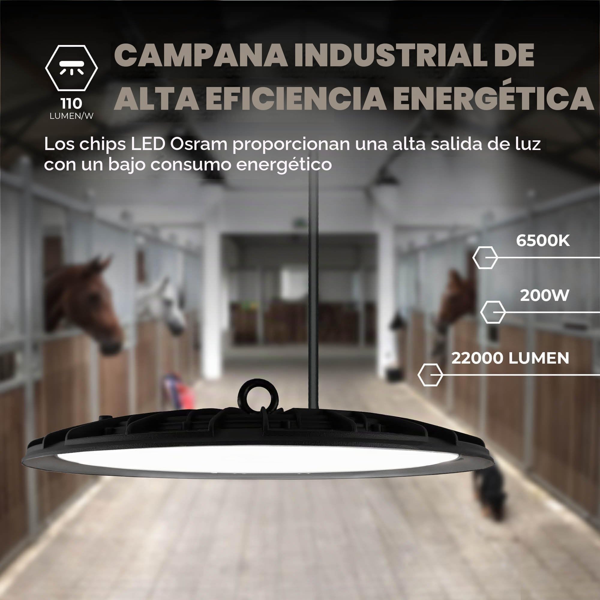 Ledvion Lámpara de Alta Bahía IP65 200W 110 lm 6000K sensor 110lm