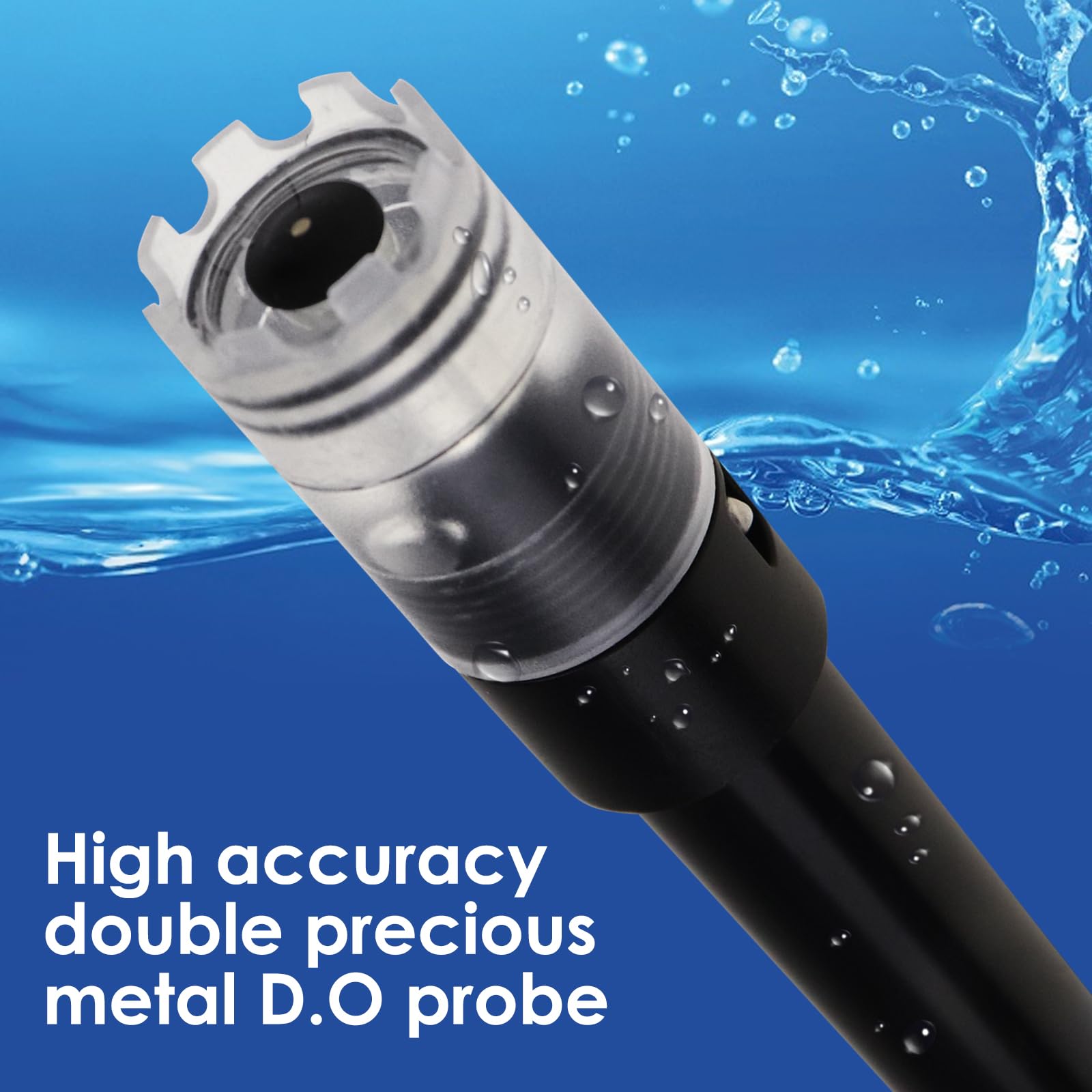 Medidor digital recargable de oxígeno disuelto | Medidor preciso de OD con sonda autoflotante, cable largo, LCD y batería ecológica | Ideal para peceras, hidroponía y más