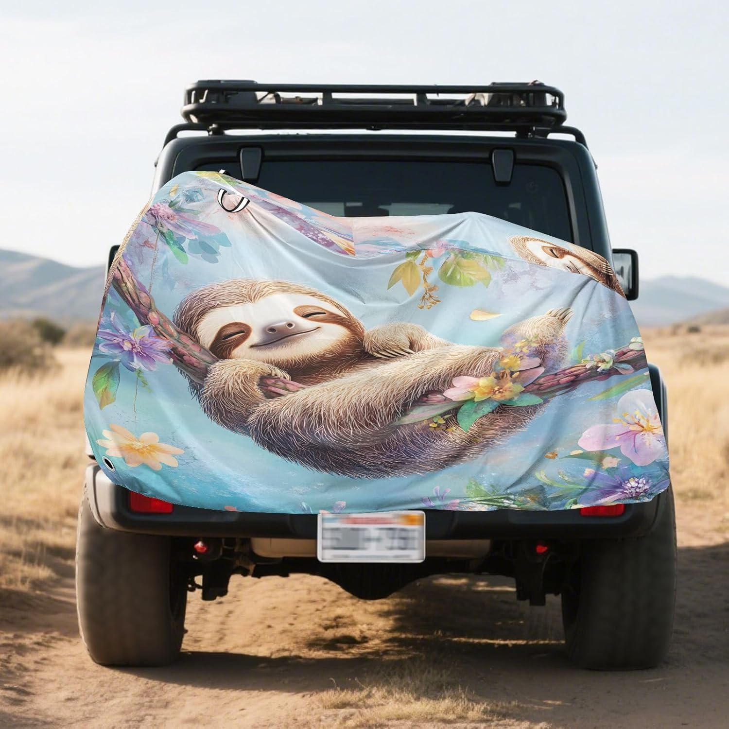 ALAZA Cute Sloth Flowers Bike Cover Waterproof Outdoor Ebike Bicycle Covers Tarp Protection for 1/2 Bikes, Sun UV Dust Wind Proof