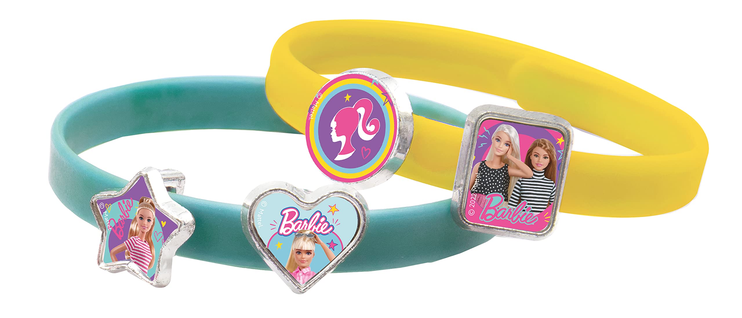 Joy Toy - Barbie 3 plastikowe bransoletki z 18 charmsami do włączenia w opakowaniu prezentowym – 15 x 2,5 x 20 cm