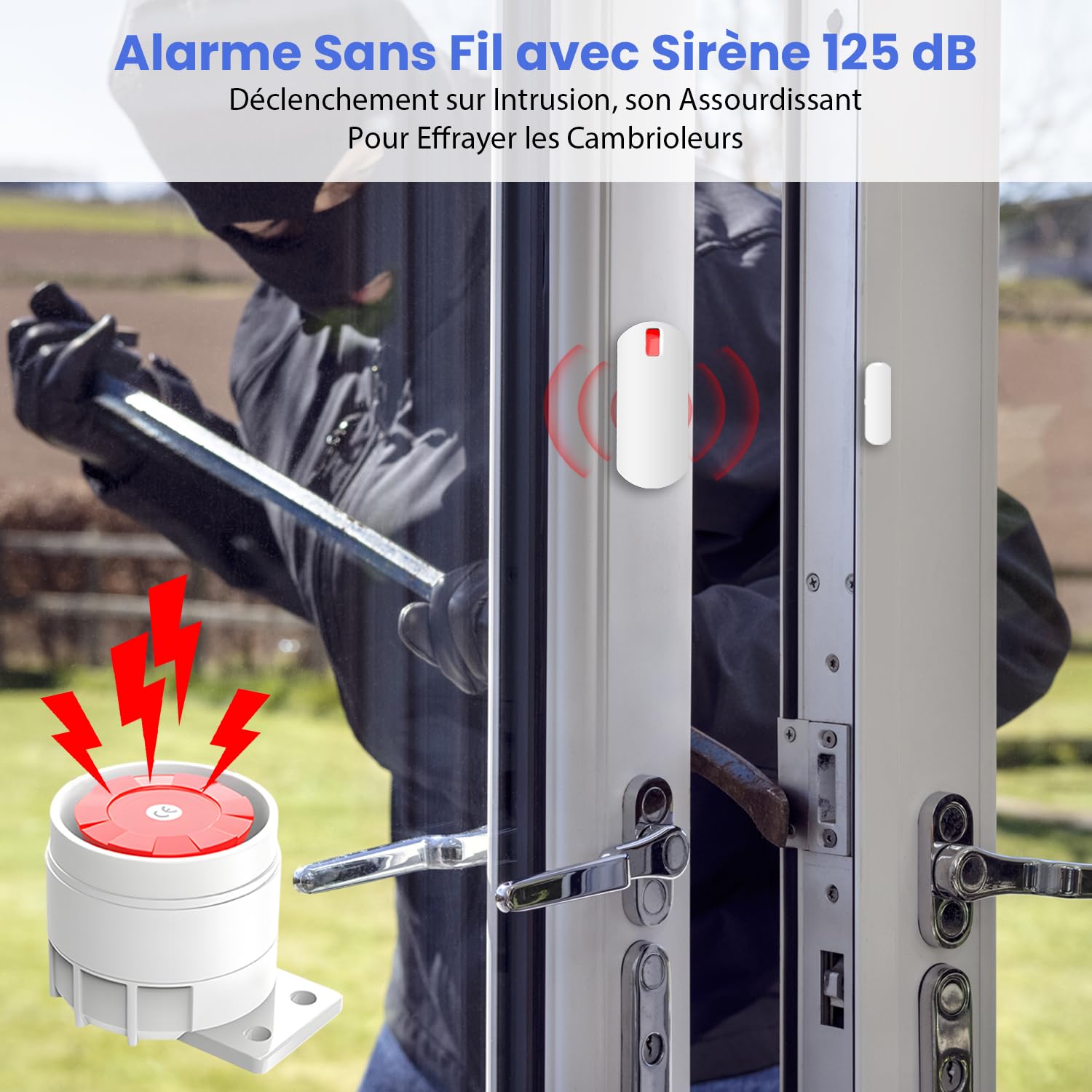 YISEELE Alarme Maison sans Fil: Connexion Wi-FI 5 GHz - Complet Sirène 125dB - Capteur Infrarouge (PIR) Anti-Animaux - 10 Capteurs Porte/Fenêtre - 2 Télécommandes - Hub - Compatible Alexa & Google