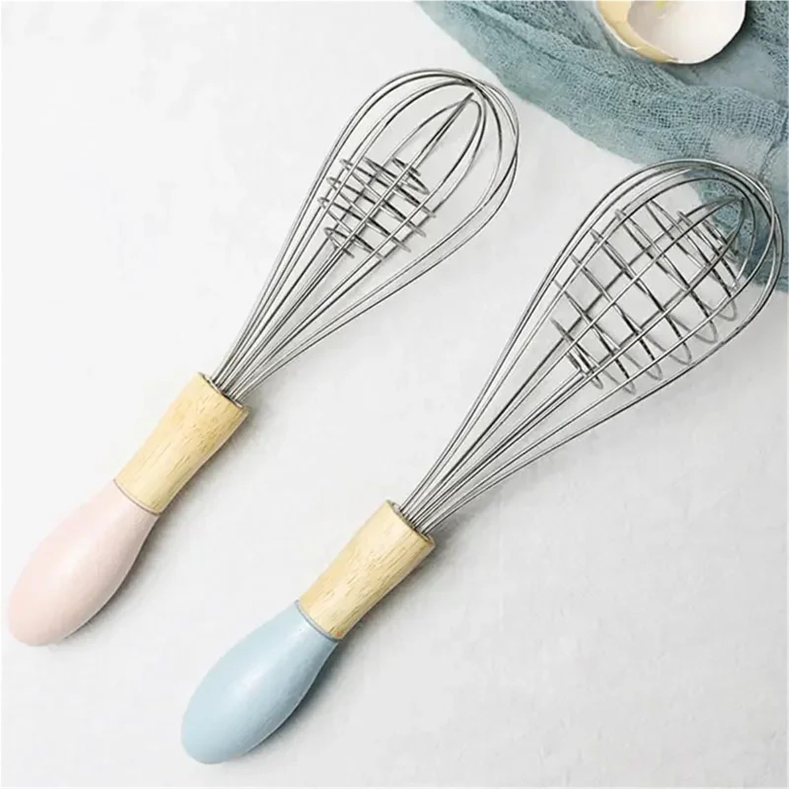 3 pezzi frullatore manuale for uova con manico in legno sbattitore a mano in acciaio inossidabile for pasta, crema, agitazione, frusta, cottura, utensili da cucina Per Cucina