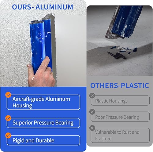 Miniatura 2 de KEZERS Juego de cuchillas de desnatado para paneles de yeso, cuchillas de desnatado de 12, 22 y 32 pulgadas + poste de mango de extensión de 35 a 81