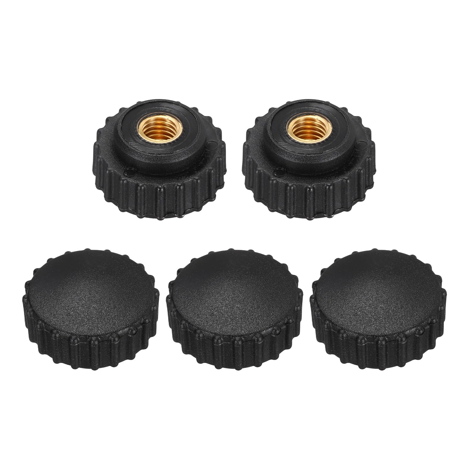 sourcing map 5Pcs Knurled Knobs M8 Female Thread 28mm Head Plastic Non-Through Hole Brass Screw-in Clamping Handles Threaded Matte Handle Hand Tightening Knob Thumb Screws — image 1