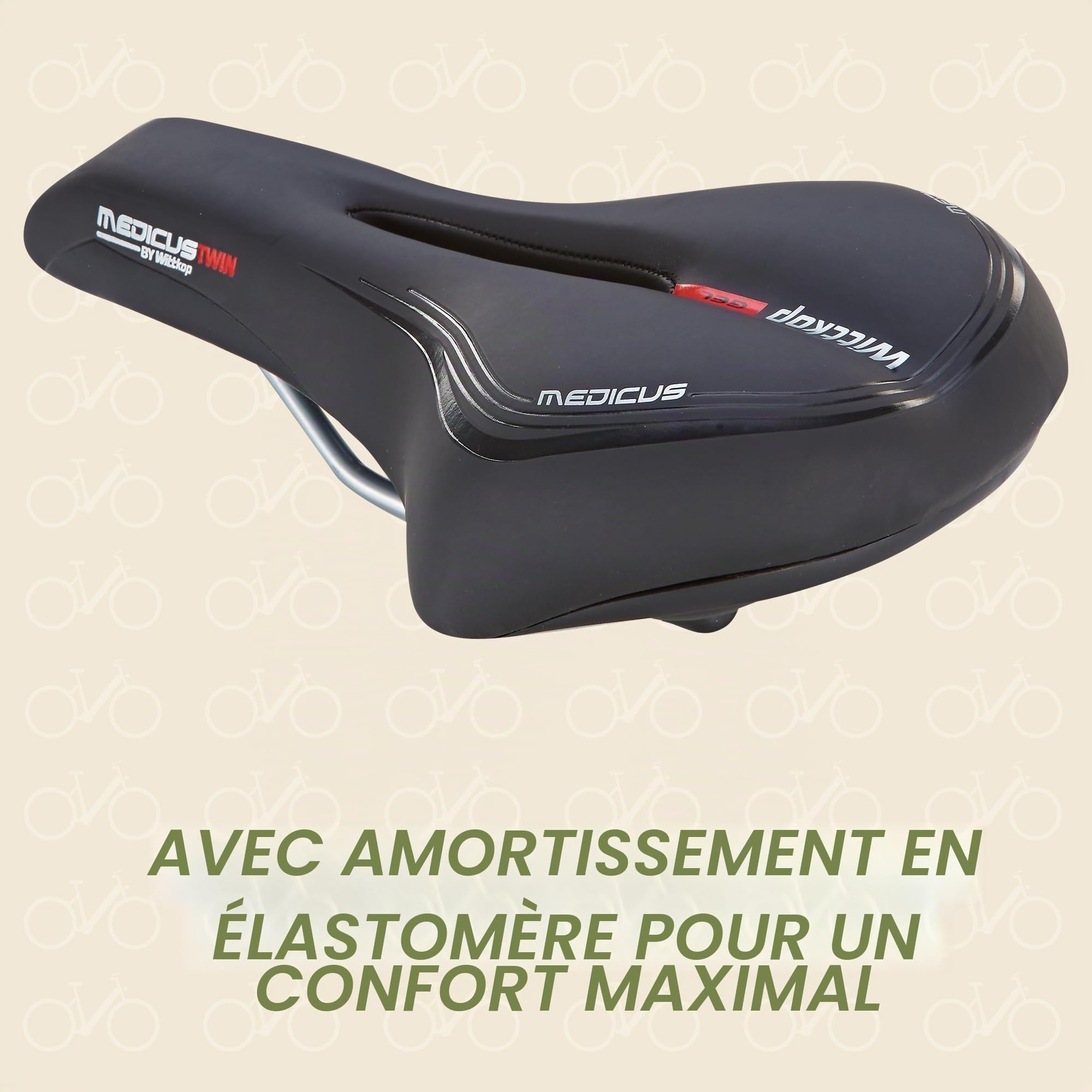 Prophete Wittkop Medicus Twin Saddle Trekking Saddle Bicycle Saddle Gel Insert and Elastomer Damping 5-Zone Padding Black