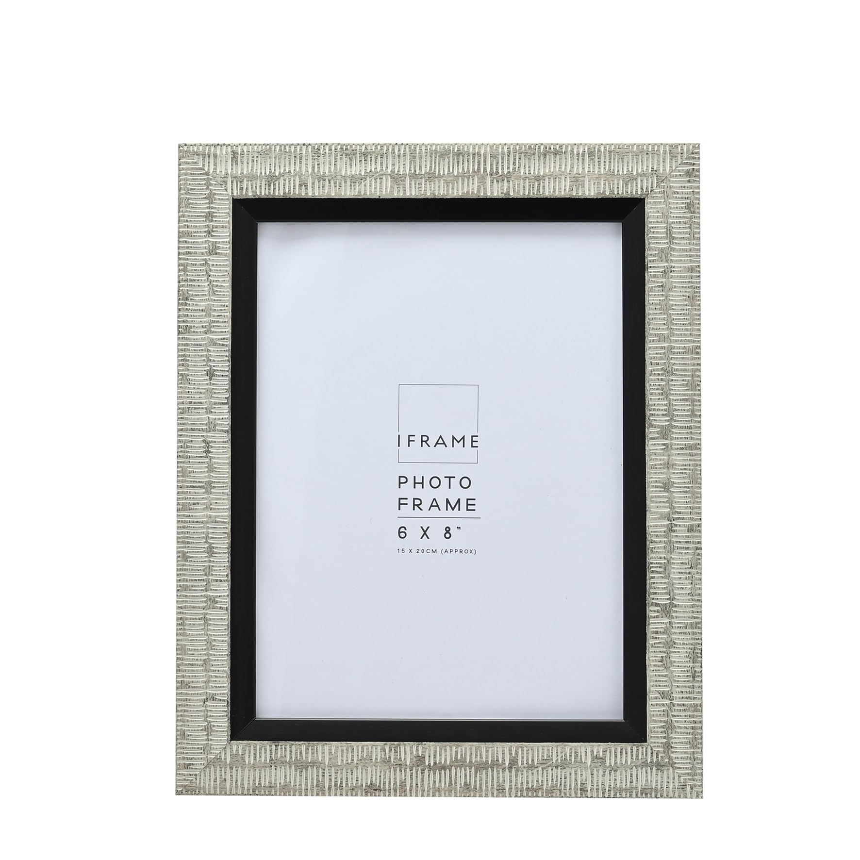 iFrame by IMPRESSIONS® Grey Finish Photo Frame | Freestanding Textured Frame for Tabletop Display | Stylish Home Decor and Gift Idea (Grey, 6X8)