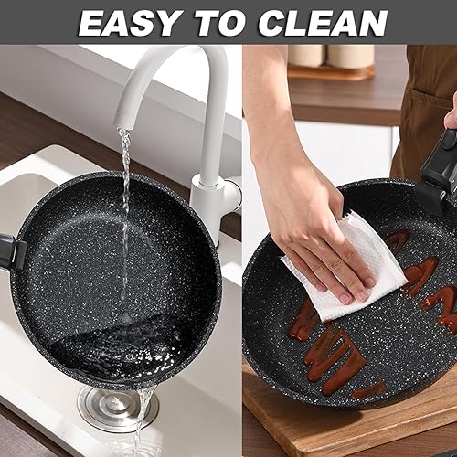 Miniatura 7 de Juego de ollas y sartenes, antiadherentes con mango desmontable, juego de utensilios de cocina de inducción con mango extraíble, utensilios de