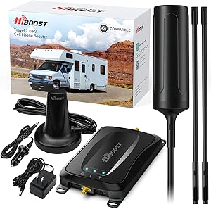 HiBoost RV Cell Phone Signal Booster|Travel 2.0 RV Booster Kit | Boost 4G & 5G LTE| for All U.S. Carriers-Verizon T-Mobile AT&T and More, RV Camper Camping Cell Signal Booster FCC Approved