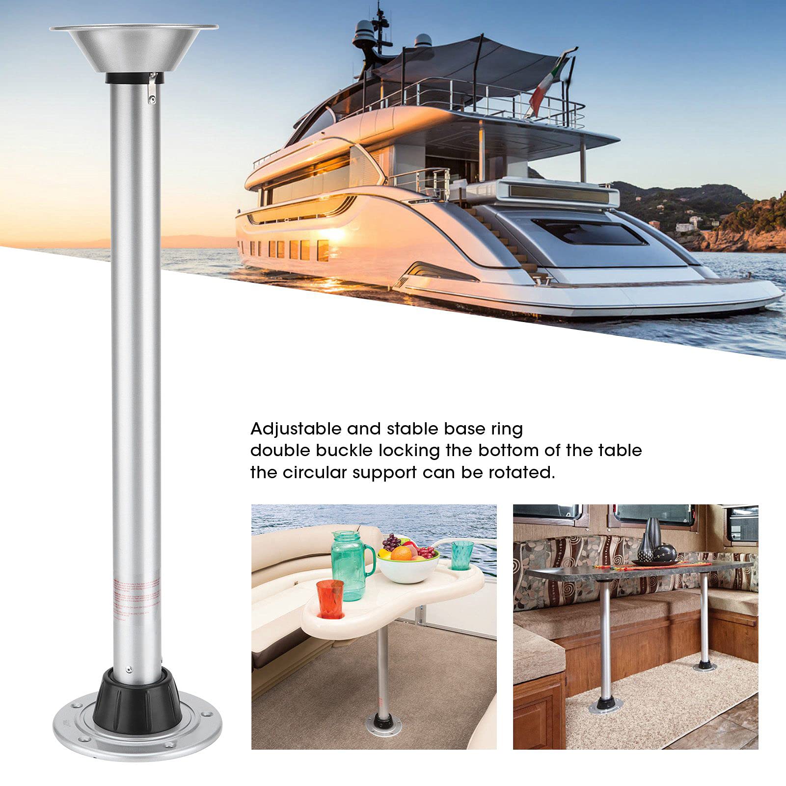 Gaeirt Mesa Plegable para Caravanas de 27 Pied de Table Camping Car 6 Pulgadas, Base de Mesa con Bloqueo Exclusivo, Soporte de Pedestal para Yate/Soporte de Furniture Legs