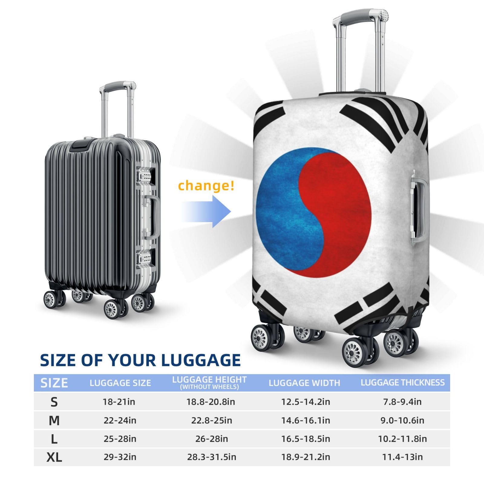 Amazon.co.jp: スーツケースカバー 韓国 国旗 トランクカバー キャリー