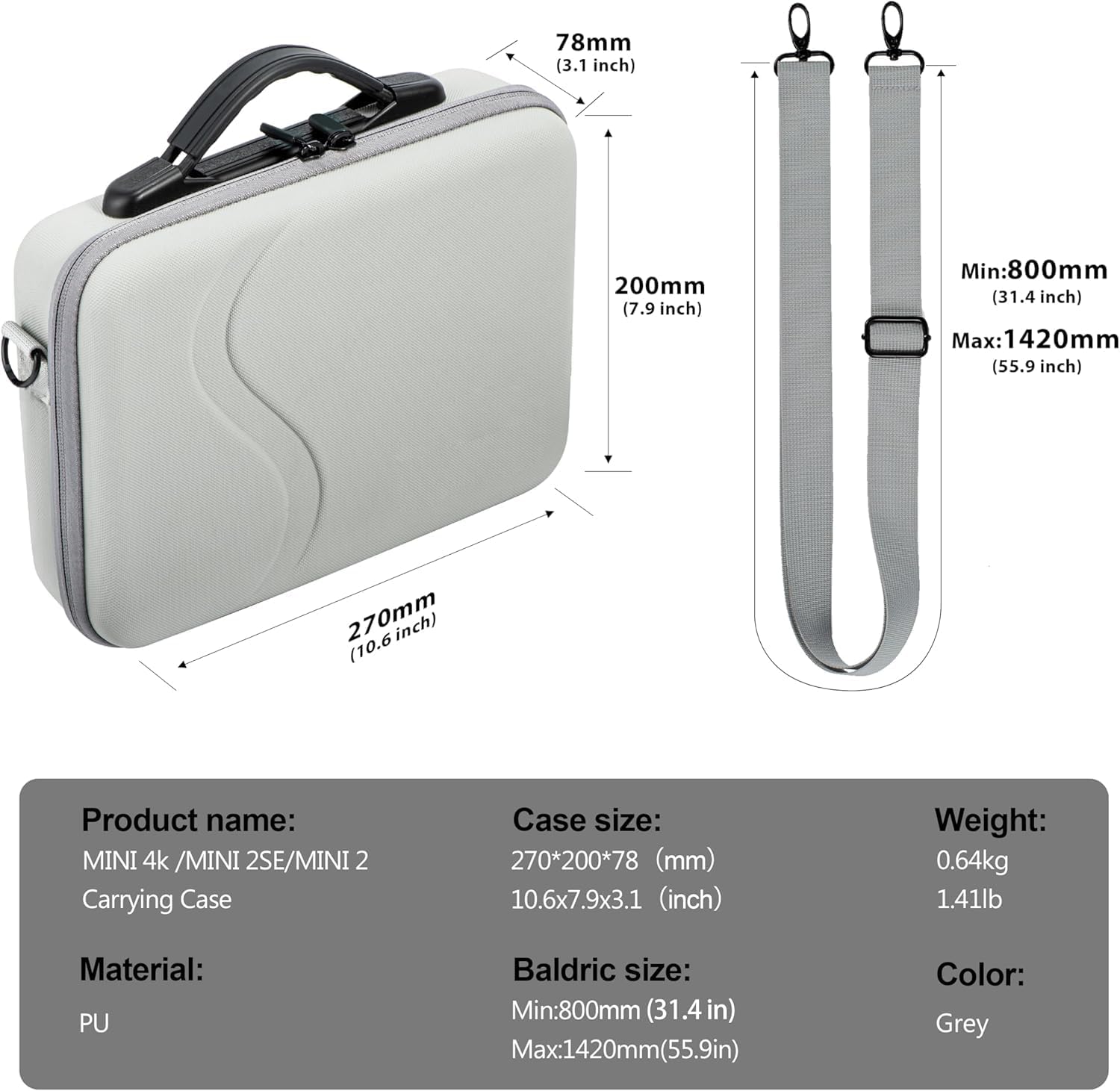 Tomat MINI 4K Carry Case Portable Travel Bag for DJI MINI 4K /Mini 2 SE Fly More Combo Accessories - Image 5