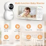 VTimes 5'' Video Baby Monitor No WiFi with 32-Hour Battery, 2-Way Talk Baby Camera Monitor VOX Pan-Tilt-Zoom Night Vision Temperature Display Alarm 8 Lullabies and 1000ft, for Baby/Elderly/Pet