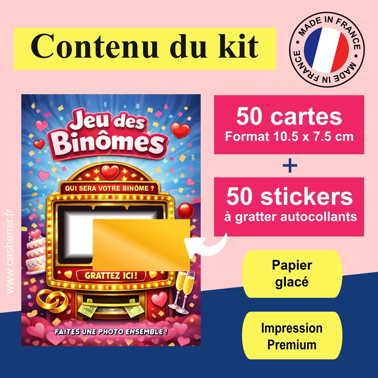Jeu des Binômes Mariage 50 Cartes à gratter | Tickets à Personnaliser | Animation Repas Mariage Anniversaire
