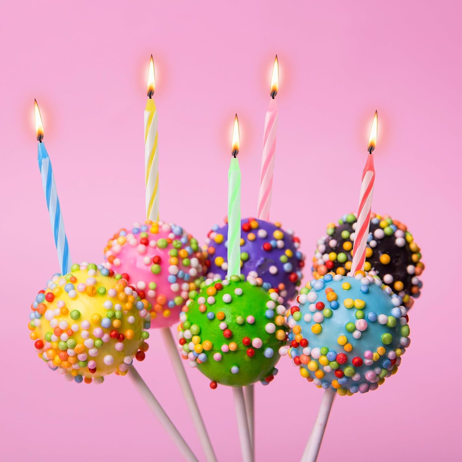 Nuanchu 50 Pcs Mini Cake Pop Candles Colorful 1.57'' Small Birthday Candles for Cupcakes Pastries Dessert Party Wedding Birthday Christmas Cake Pop Supplies