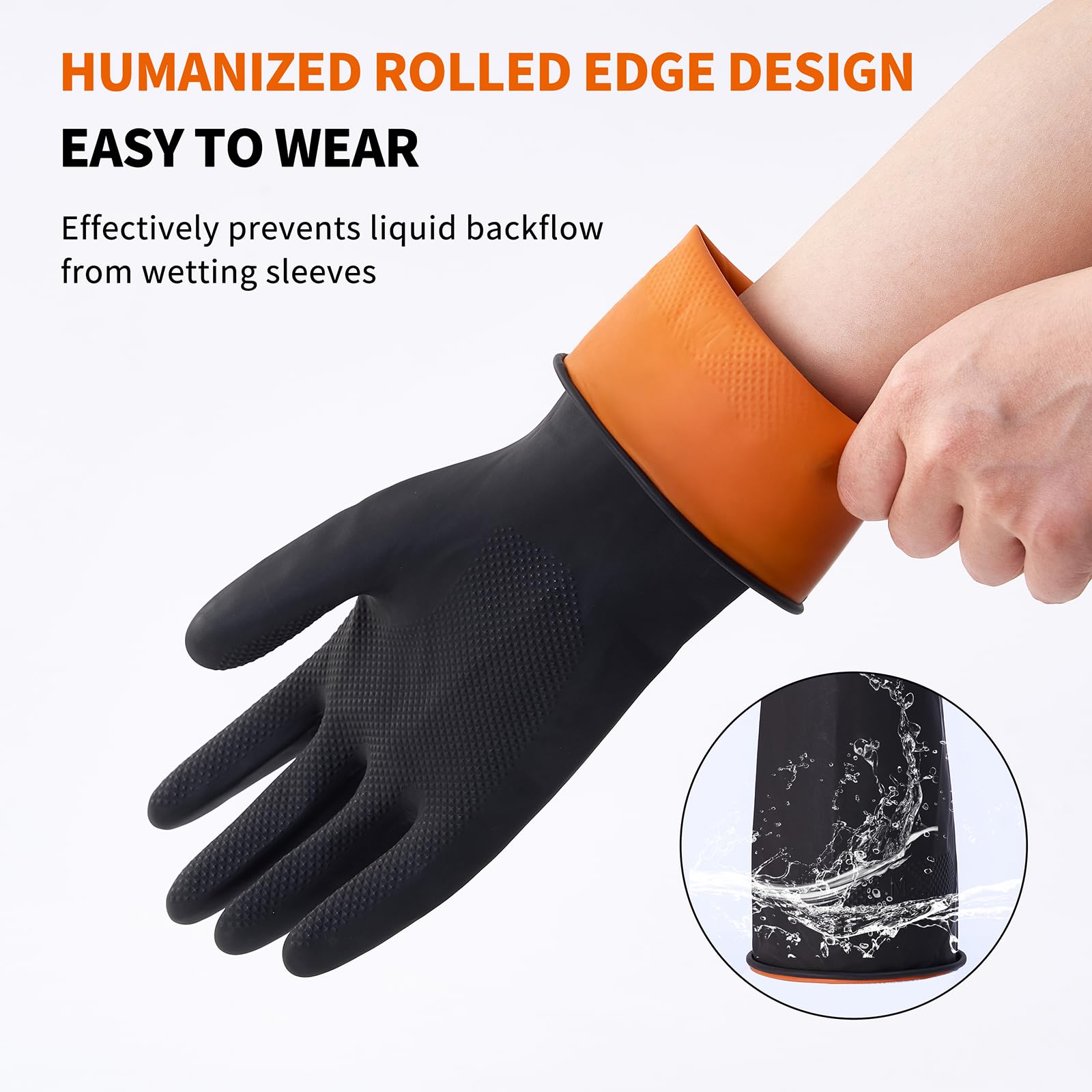Bamllum 4 pares de guantes de goma negra para lavar platos, guantes de limpieza reutilizables para cocina, hogar, antideslizantes, flexibles y duraderos (mediano)