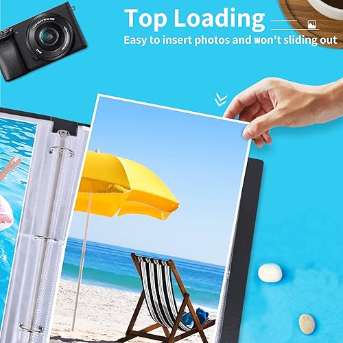 Miniatura 4 de Fabmaker Paquete de 30 fundas para fotos para carpetas de 3 anillos (8 x 10 pulgadas, para 60 fotos), protectores de página de fotos de archivo de 8