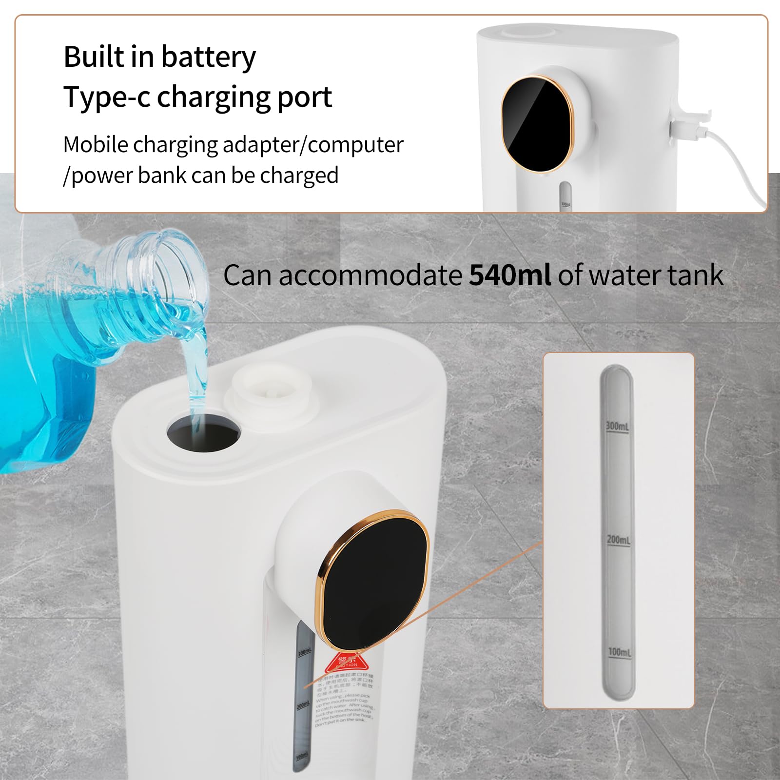 Dispensador automático de enjuague bucal para el baño, dispensador automático de enjuague bucal sin contacto con vaso magnético, dispensador montado en la pared para niños y adultos (blanco)