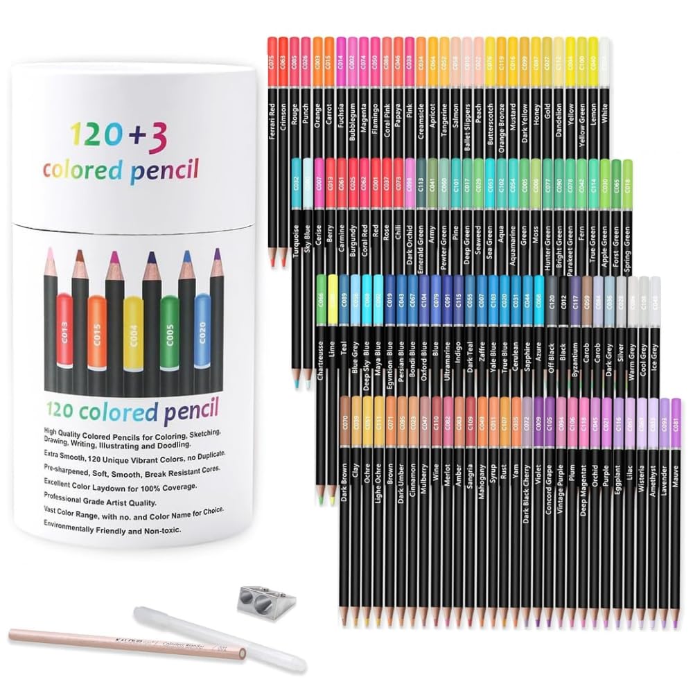 Wynhard Oil Colour Pencils Drawing Colour Pencils Colour Pencil Set Pencil Colours Colored Pencils Color Pencil Set for Coloring Book for Adults Kids Sketching Shading Beginners Pencil Coloring 120pc