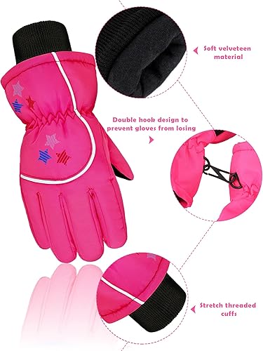 Miniatura 5 de Boao Guantes de Esquí de Nieve para Niños de Invierno Impermeables Cálidos Manoplas de Snowboard para Niña y Niño