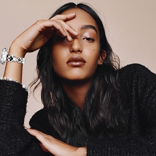 Miniatura 8 de Surace Compatible con correas de Apple Watch de 1.575 pulgadas para mujer, joyería de diamantes de imitación de acero inoxidable con funda