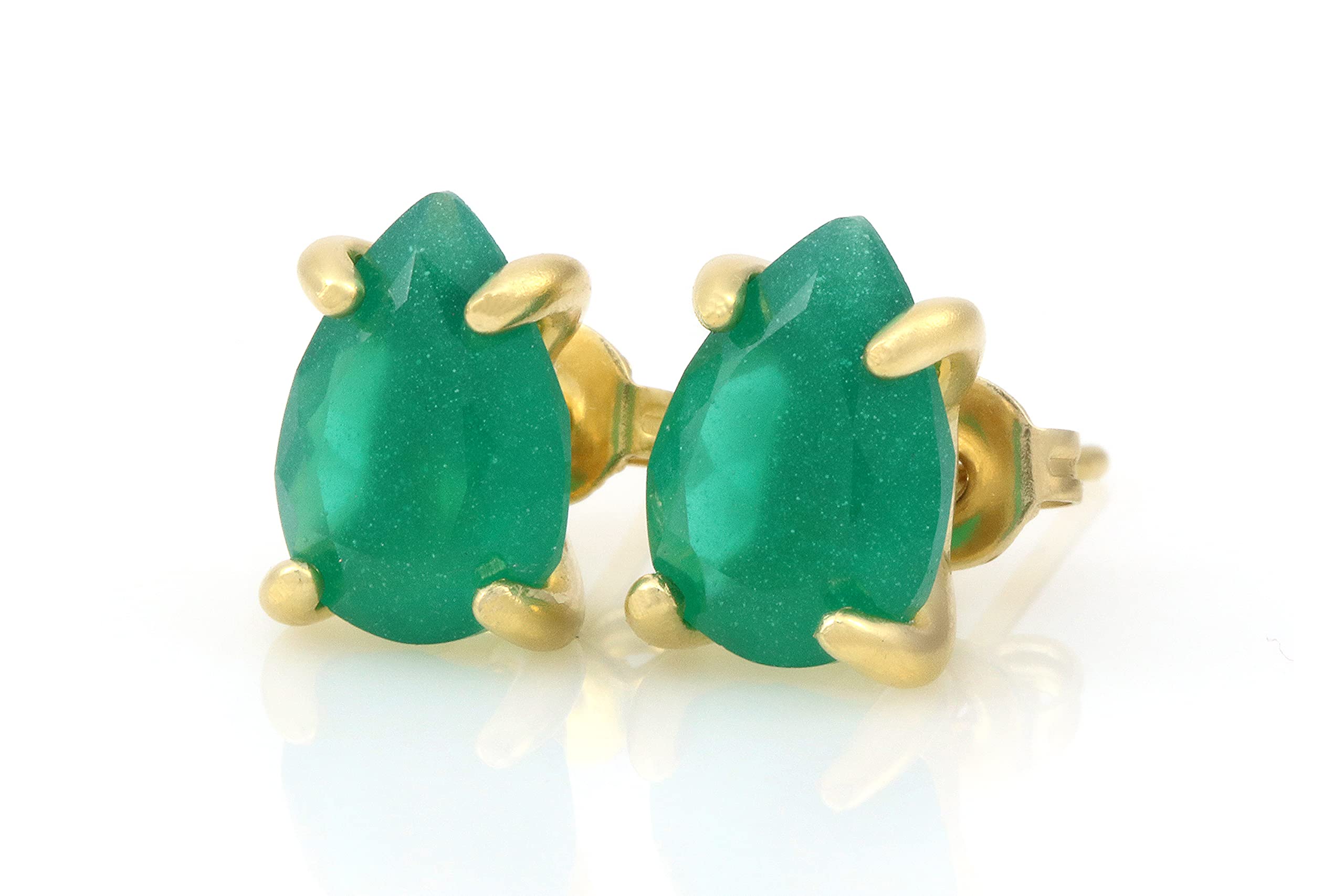 Carino Orecchini Onice Verde - Orecchini Vibranti a Forma Pera - Orecchini a Perno Pietre Gemme Lavorate a Mano, Orecchini Regalo, Orecchini per Tutti i Giorni - Gioielli Personalizzabili per Donne
