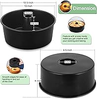Vista 2 de LIANYU Molde de pastel de ángel de 10 pulgadas, molde antiadherente negro para hornear pastel, molde de gasa profunda con núcleo de acero