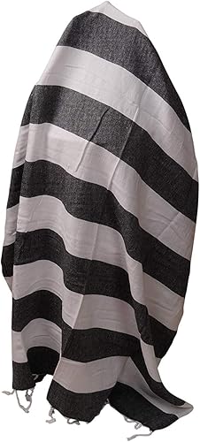 Miniatura 2 de Toalla de baño turca Peshtemal Fouta de 39 x 71 pulgadas, 100% algodón, para picnic en la playa (negro blanco)