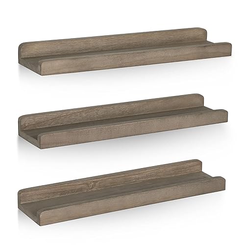 Emfogo Wood Picture Ledge Shelf Rustic Floating Wall Shelves Set