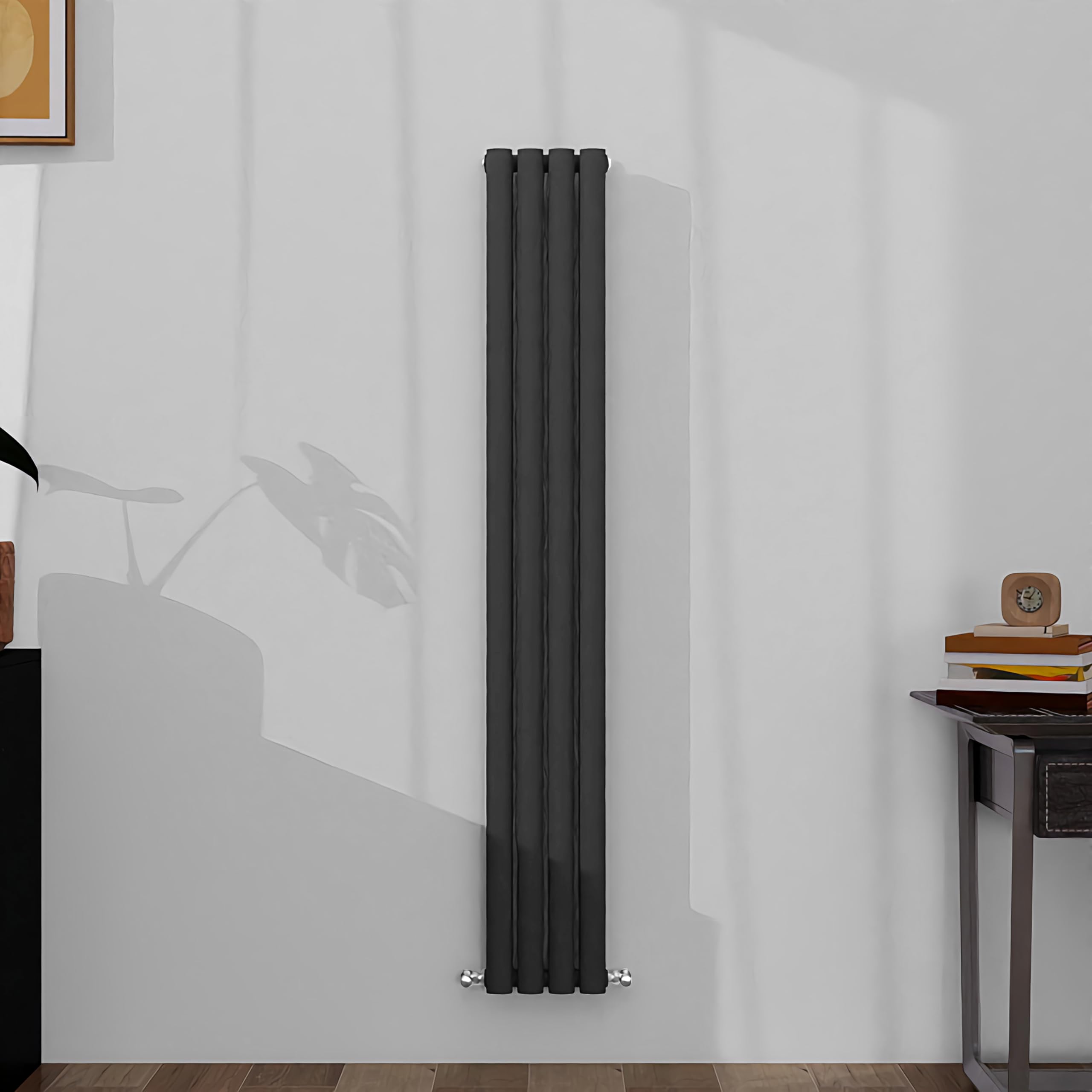 SLINE SANITARY Vertical Oval Column Rradiator Bathroom Central Heating Anthracite 1600ร236mm Double Panel Radiator