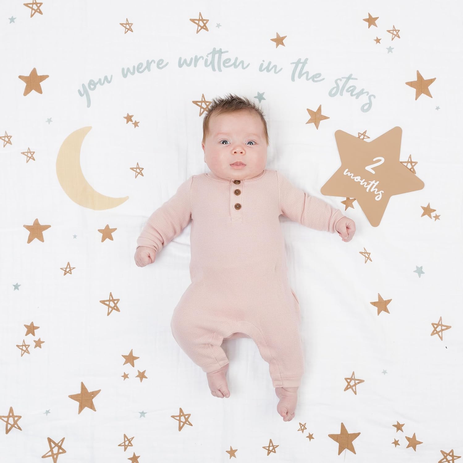 Lulujo Baby’s First Year Milestone Blanket and Card Set | 40in x 40in (Written in The Stars)